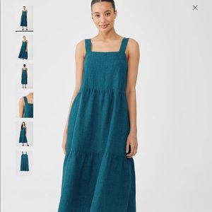 Eileen Fisher Washed Organic Linen Delave Tiered Dress
